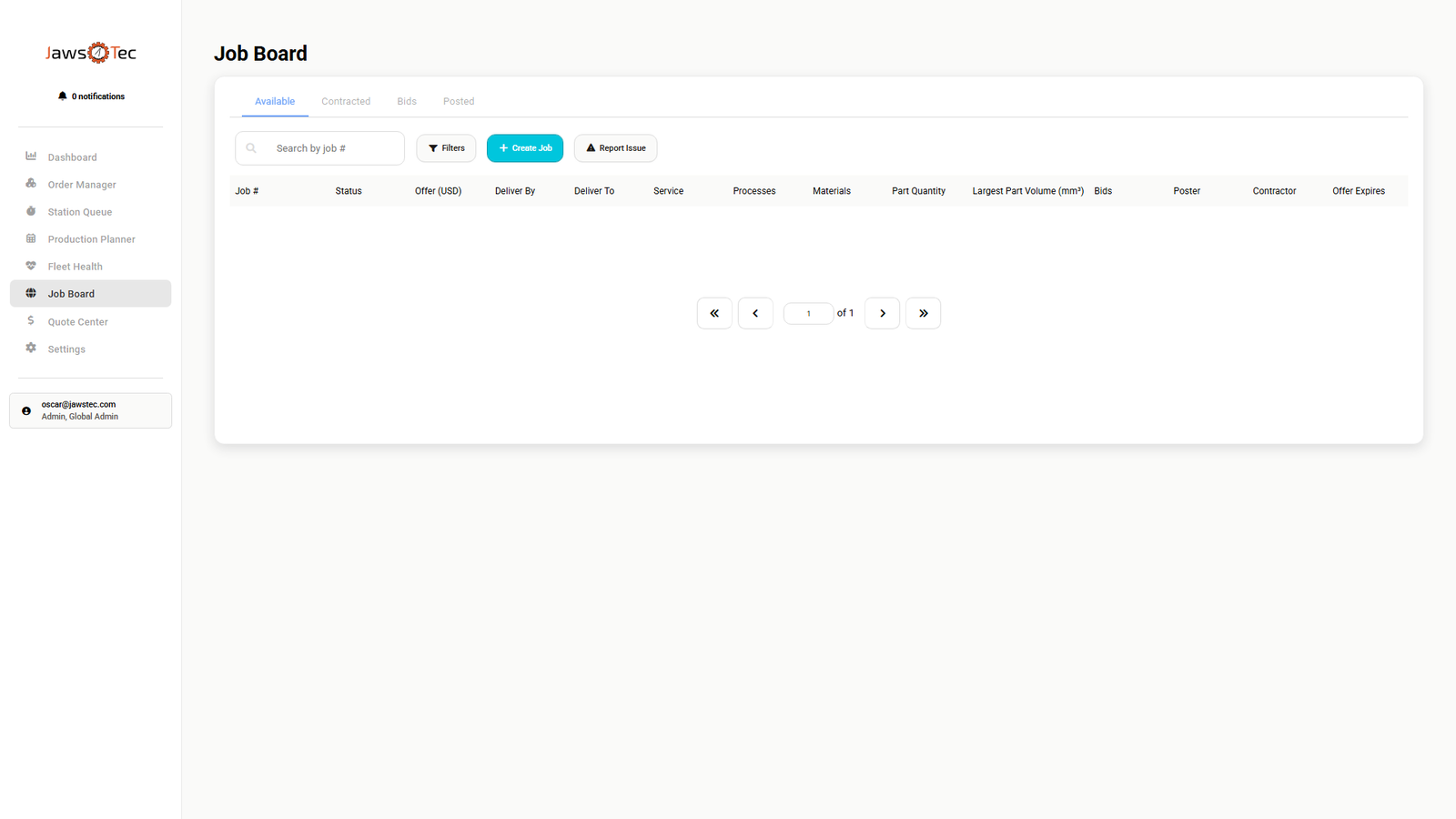 Solvi Job Board: jobs available to a vendor