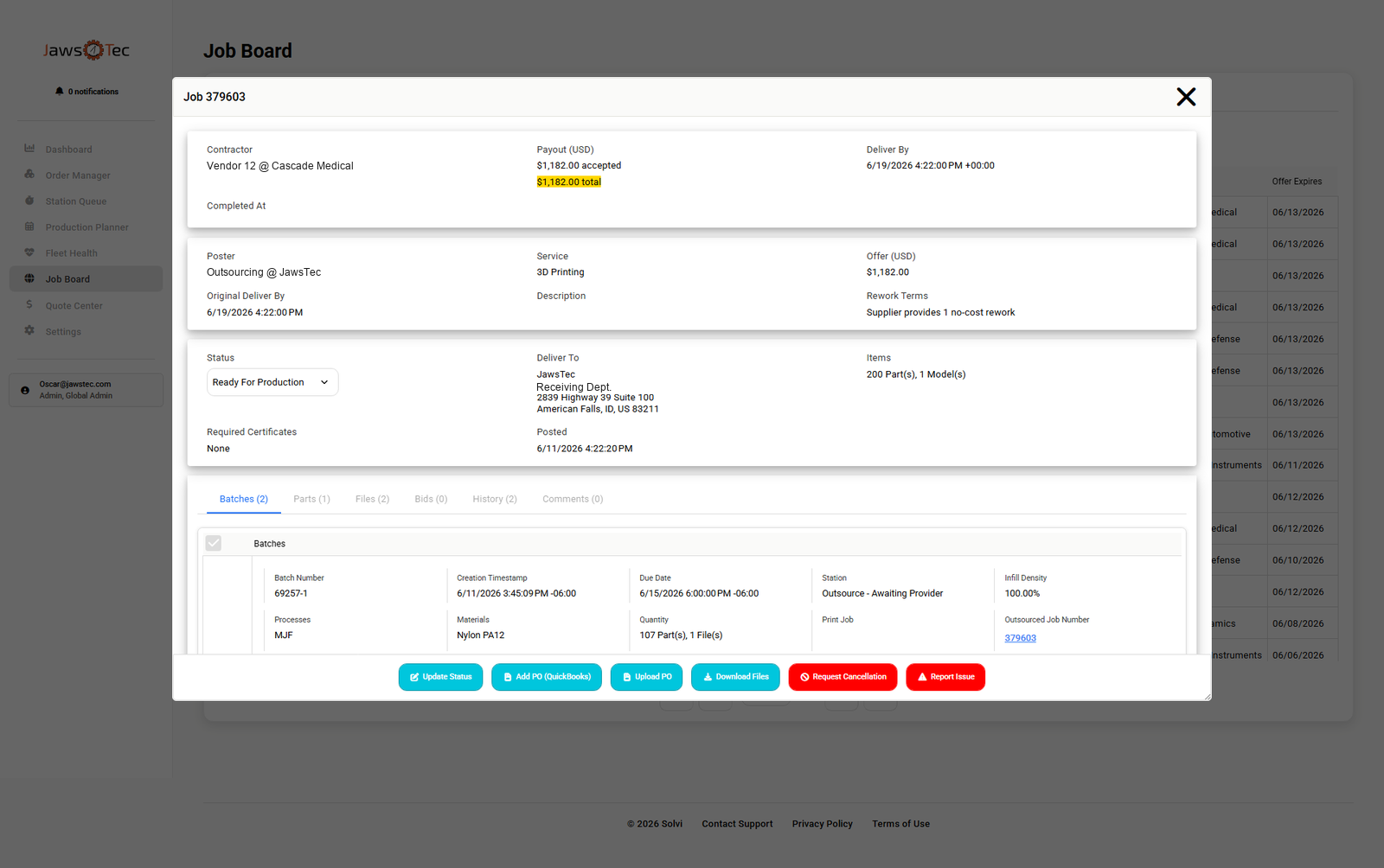 Solvi Job Board: job detail and tracking