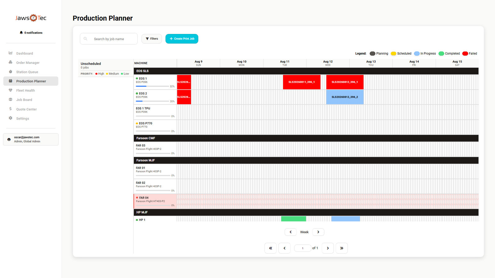 Solvi Production Planner: fleet schedule across printers Solvi Production Planner: fleet schedule across printers